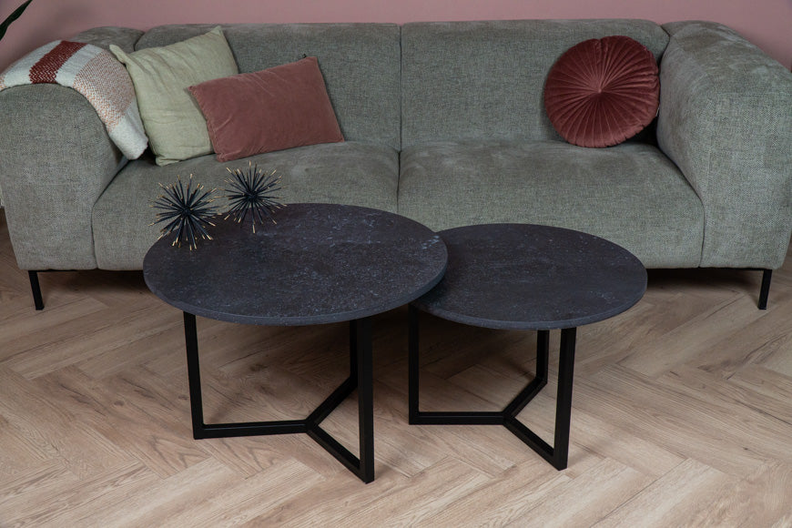 Salontafel set rond Dekton Fossil