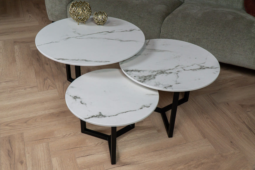 Salontafel set rond driedelig Dekton Kairos - ⌀ 50 + ⌀ 60 + ⌀ 70 cm