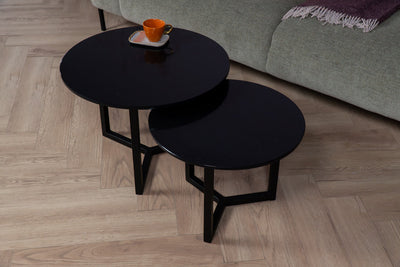 Salontafel set rond Premium Negro Tebas - ⌀ 50 + ⌀ 60 cm