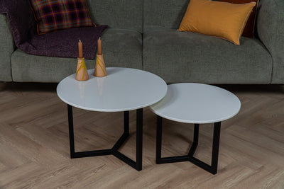 Salontafel set rond Arctic White - ⌀ 50 + ⌀ 60 cm