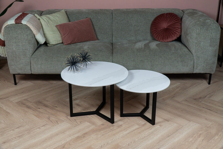 Salontafel set rond Calacatta Gold - ⌀ 50 + ⌀ 60 cm
