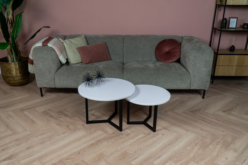 Salontafel set rond Iconic White - ⌀ 50 + ⌀ 60 cm