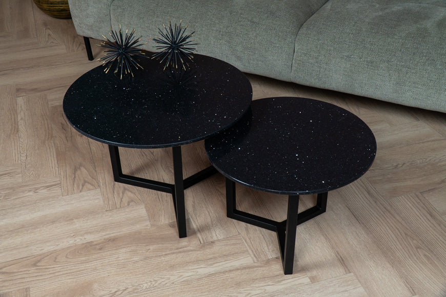 Salontafel set rond Negro Stellar - ⌀ 50 + ⌀ 60 cm