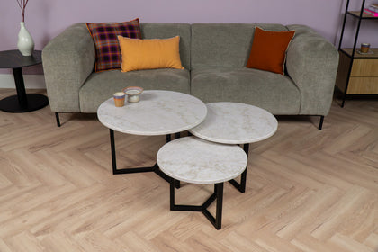 Salontafelset Rond 3-delig | Technistone Glencoe Composiet | Premium