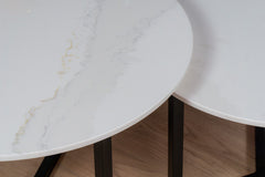 Salontafel set rond Silestone Calacatta Gold - ⌀ 60 + ⌀ 70 cm