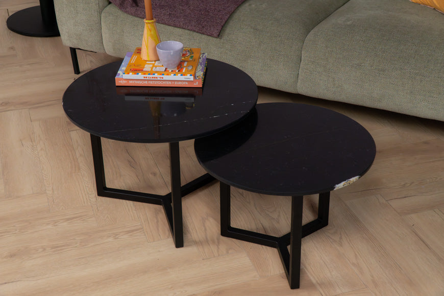 Salontafel set rond Premium Et. Noir - ⌀ 50 + ⌀ 60 cm