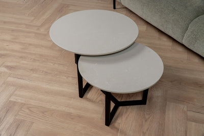 Salontafel set rond Delicato Crema Eurokwarts - ⌀ 50 + ⌀ 60 cm