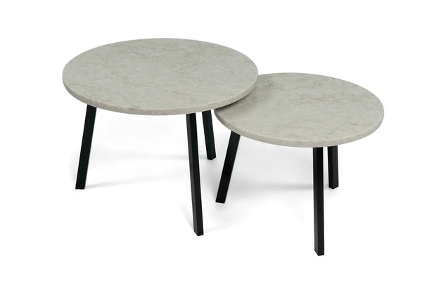 Natuursteenlook ronde salontafelset composiet met een onderstel model Novi