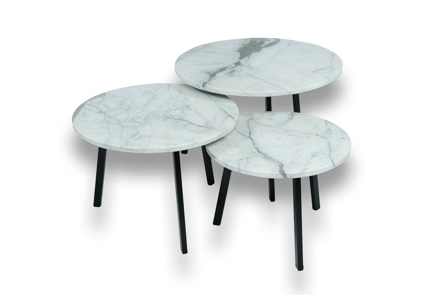 Salontafel set rond driedelig Statuario Marmer