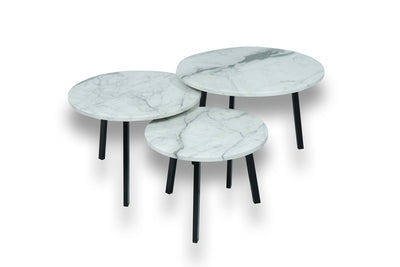 Salontafel Rond Statuario Marmer Driedelig