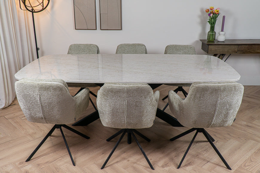 Luxe Deens ovale eettafel Glencoe natuursteen
