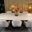 Luxe Deens ovale eettafel keramiek Travertino met Matrix poot