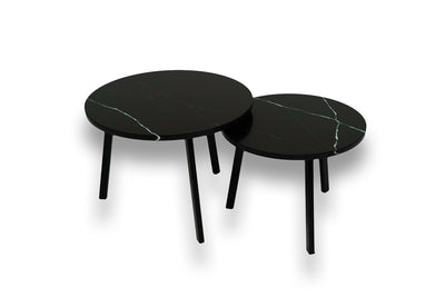 Salontafel set rond Venatino Marquina - ⌀ 50 + ⌀ 60 cm