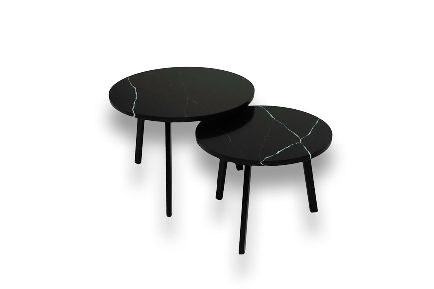 Salontafel set rond Venatino Marquina - ⌀ 50 + ⌀ 60 cm