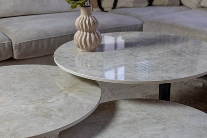 Salontafelset Rond 3-delig | Marazzi Taj Mahal Keramiek | Novi