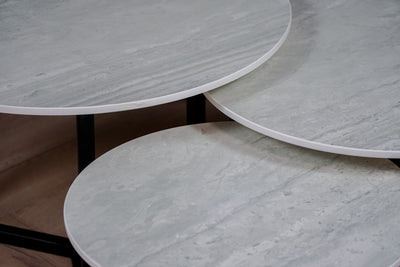 Salontafel set rond driedelig Strata Argentum - ⌀ 50 + ⌀ 60 + ⌀ 70 cm