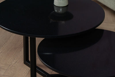Salontafel set rond Tebas Black - ⌀ 50 + ⌀ 60 cm