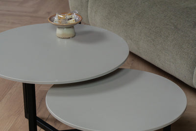 Salontafel set rond Premium Cincel Grey - ⌀ 50 + ⌀ 60 cm