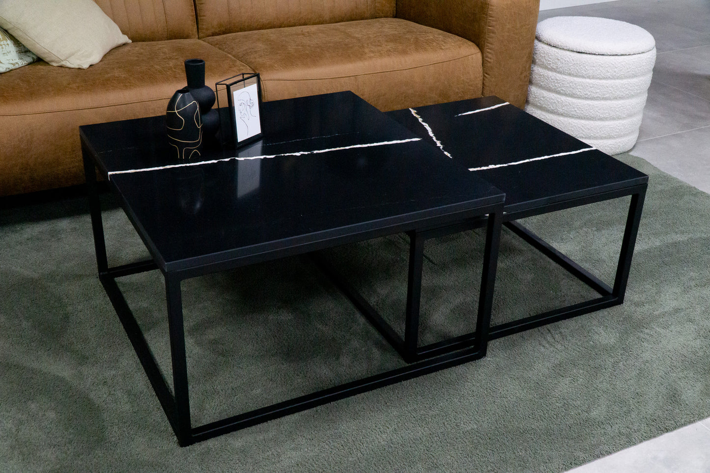 Salontafel Set vierkant Silestone Et. Noir