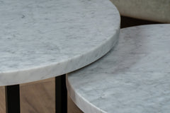 Salontafel set rond Carrara marmer - ⌀ 50 + ⌀ 60 cm
