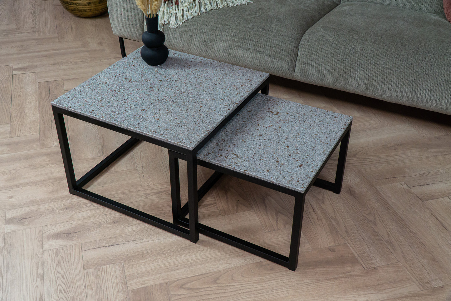 Salontafel set vierkant Silestone Riverbed